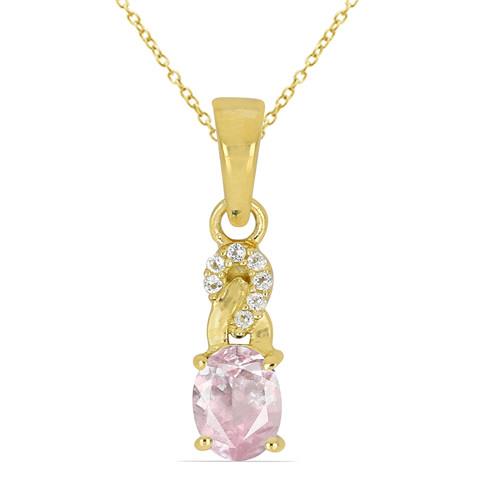 BUY 14K GOLD  MORGANITE GEMSTONE CLASSIC PENDANTWITH WHITE DIAMOND